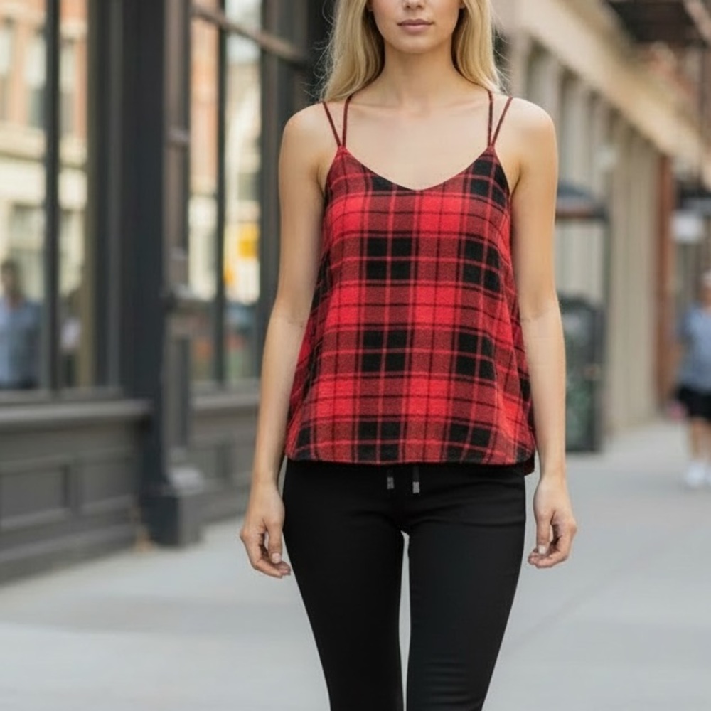 No Boundaries Plaid Cami